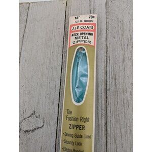 Vintage J&P Coats Neck Opening Metal Zipper 18" Dk Turquoise 123